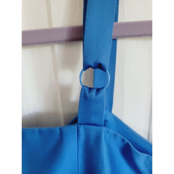 Ann Taylor Loft 16 Eyelet Embroidered‎ Cropped Tank Large Blue Slvless Side Zip - Picture 7 of 8